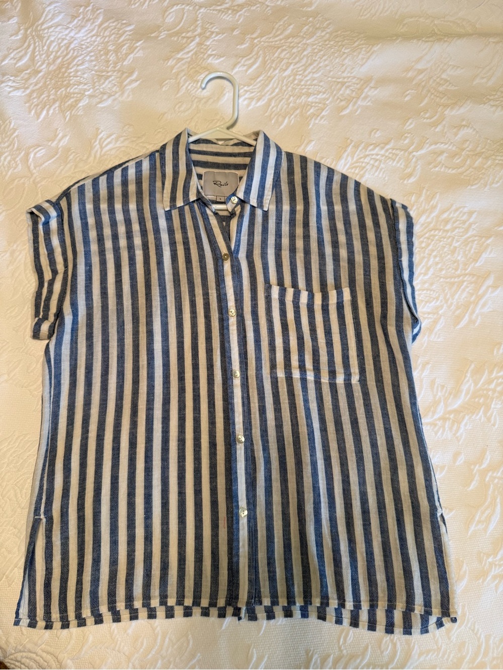 Rails Relaxed Blue & White Stripe Short-Sleeve Shirt